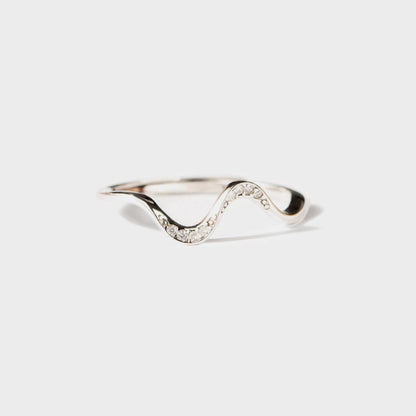 925 Sterling Silver Inlaid Zircon Wave Shape Ring