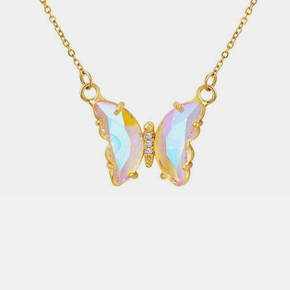 Gold-Plated Butterfly Pendant Necklace - Carri's Cache