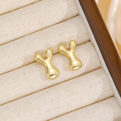 18K Gold-Plated Bubble Letter Stud Earrings - Carri's Cache