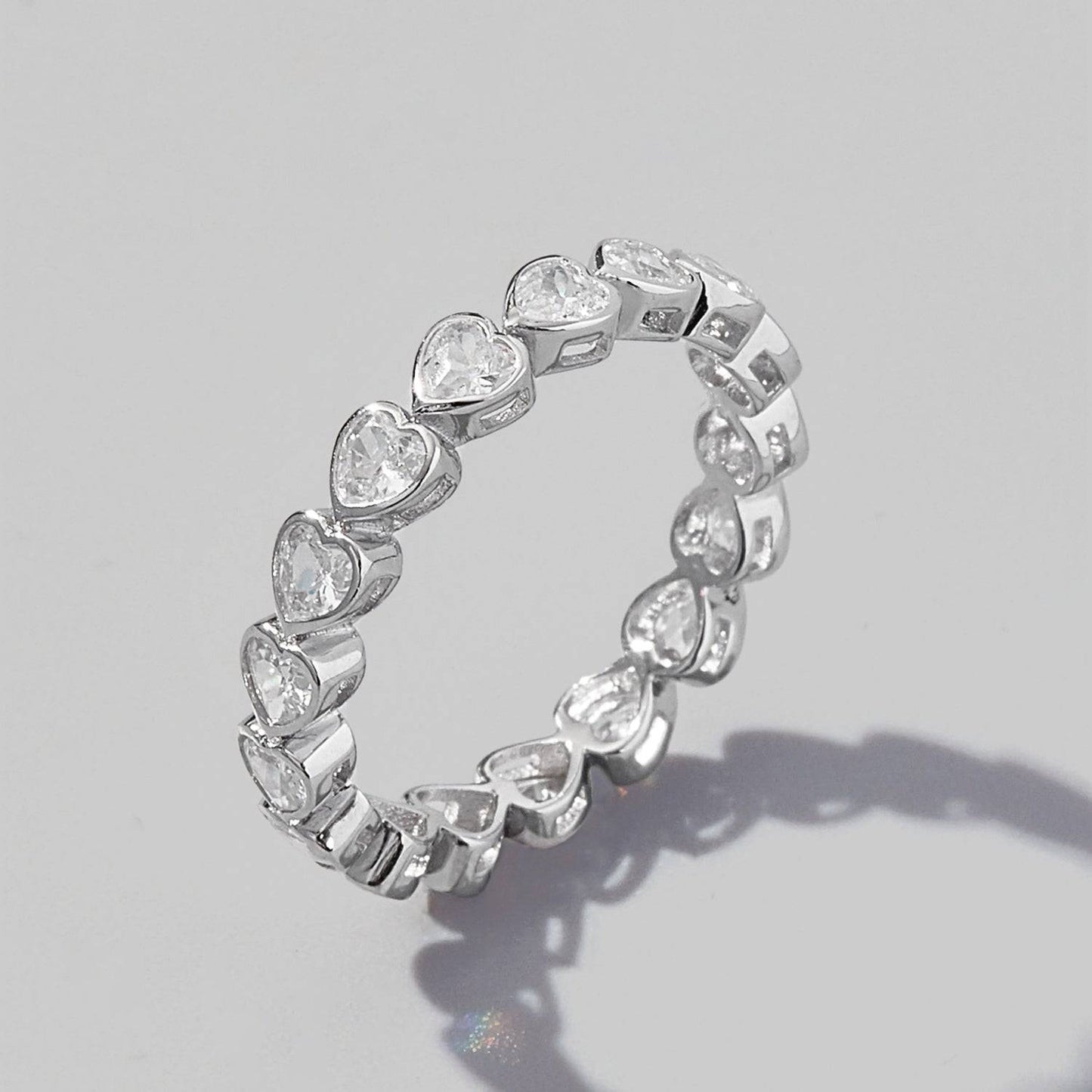 925 Sterling Silver Zircon Heart Ring