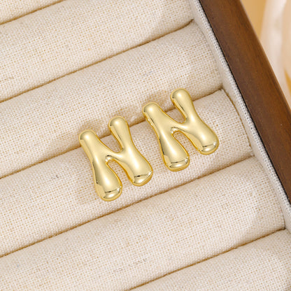 18K Gold-Plated Bubble Letter Stud Earrings - Carri's Cache