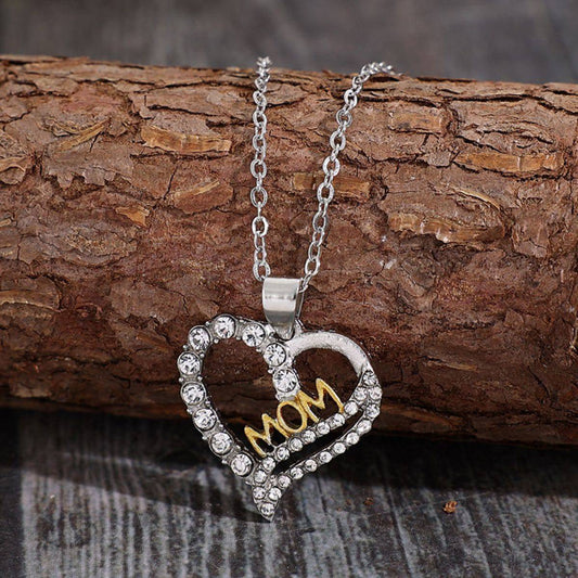 Alloy Inlaid Zircon Heart Pendant Necklace - Carri's Cache