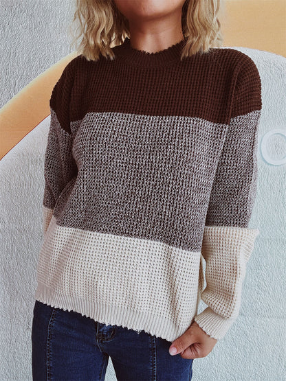 Color Block Long Sleeve Sweater - Carri's Cache