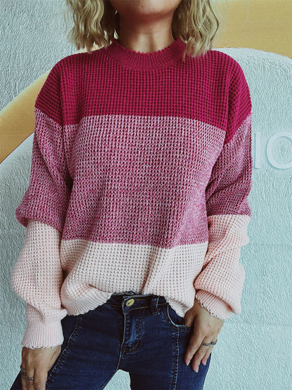 Color Block Long Sleeve Sweater - Carri's Cache