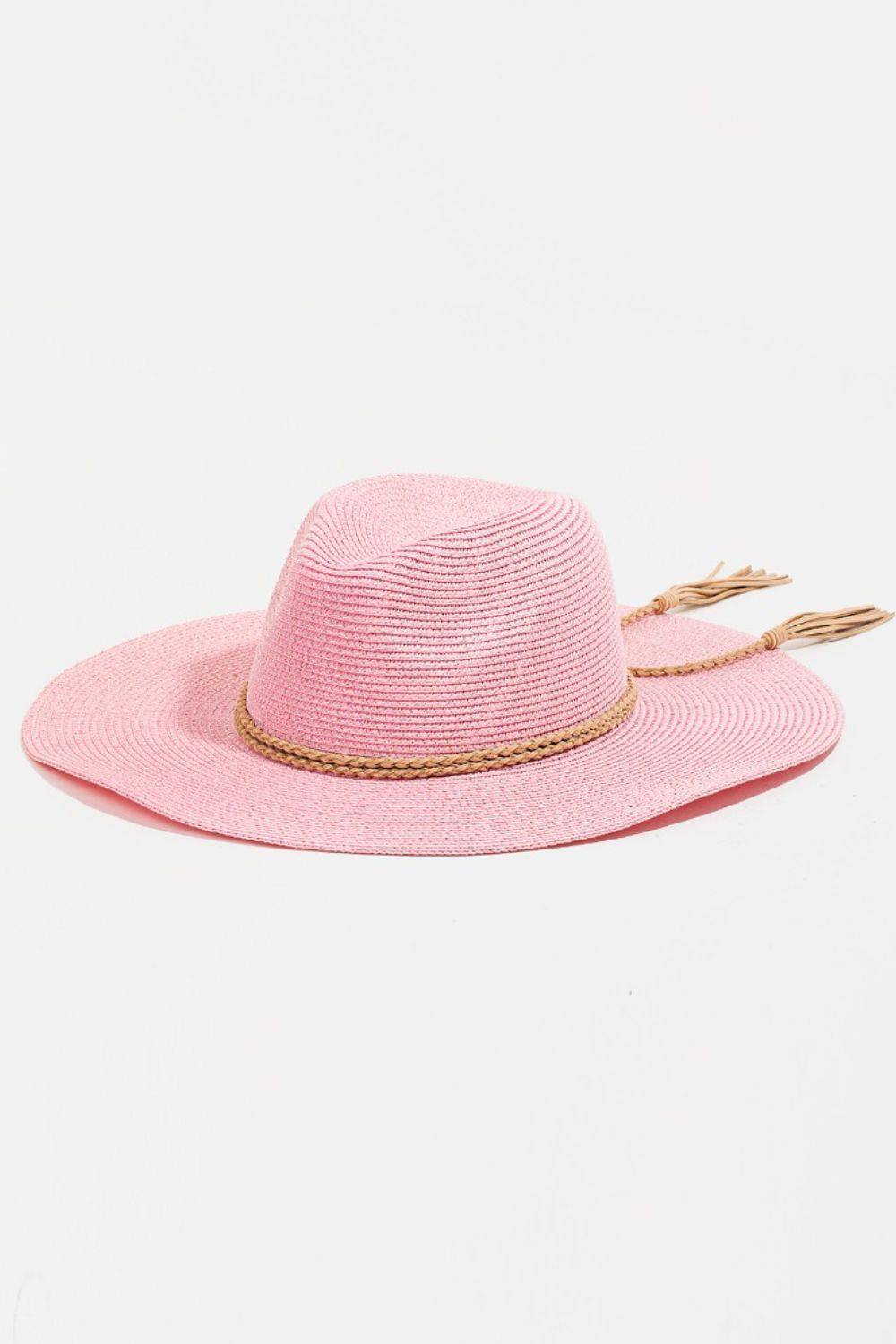 Fame Straw Braided Rope Strap Fedora Hat - Carri's Cache