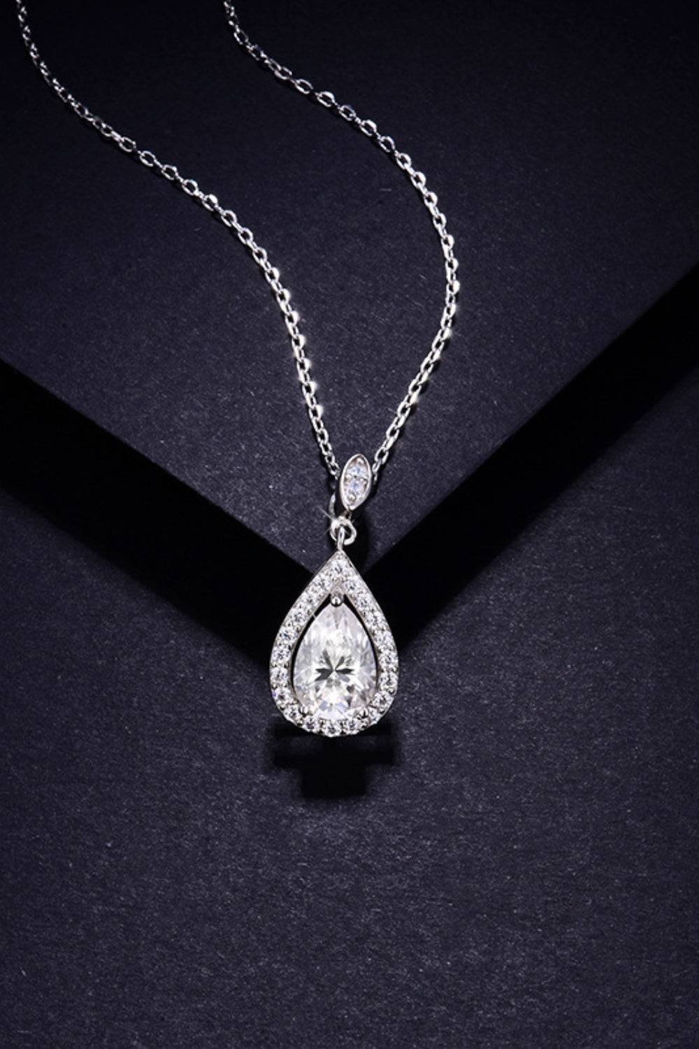 1.5 Carat Moissanite Sterling Silver Teardrop Necklace - Carri's Cache