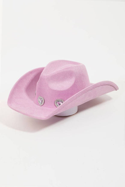 Fame Rhinestone Pave Heart Cowboy Hat