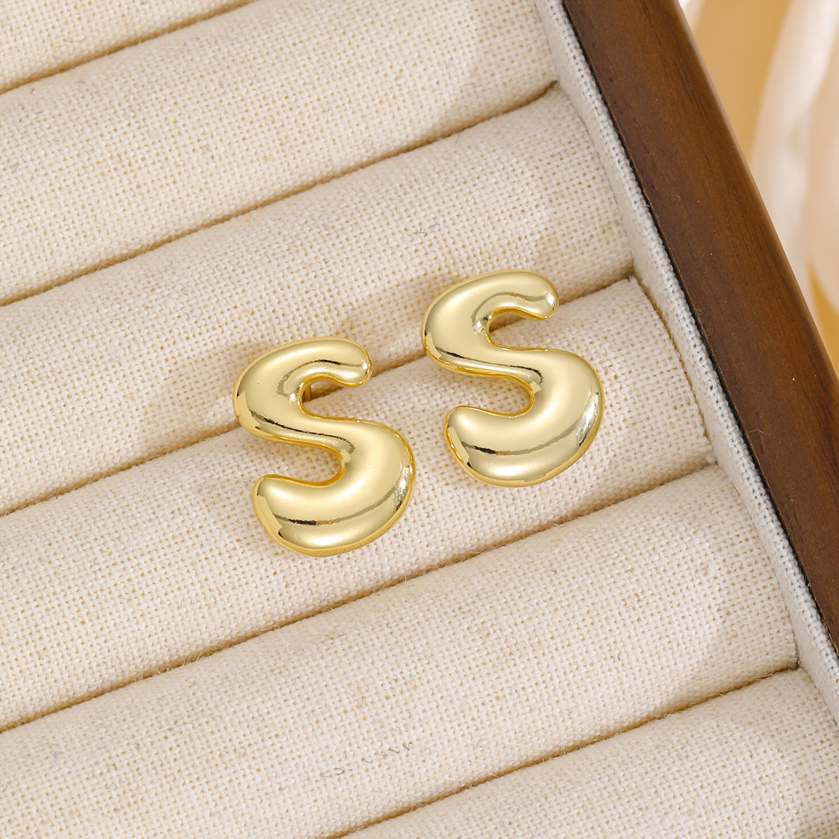 18K Gold-Plated Bubble Letter Stud Earrings - Carri's Cache