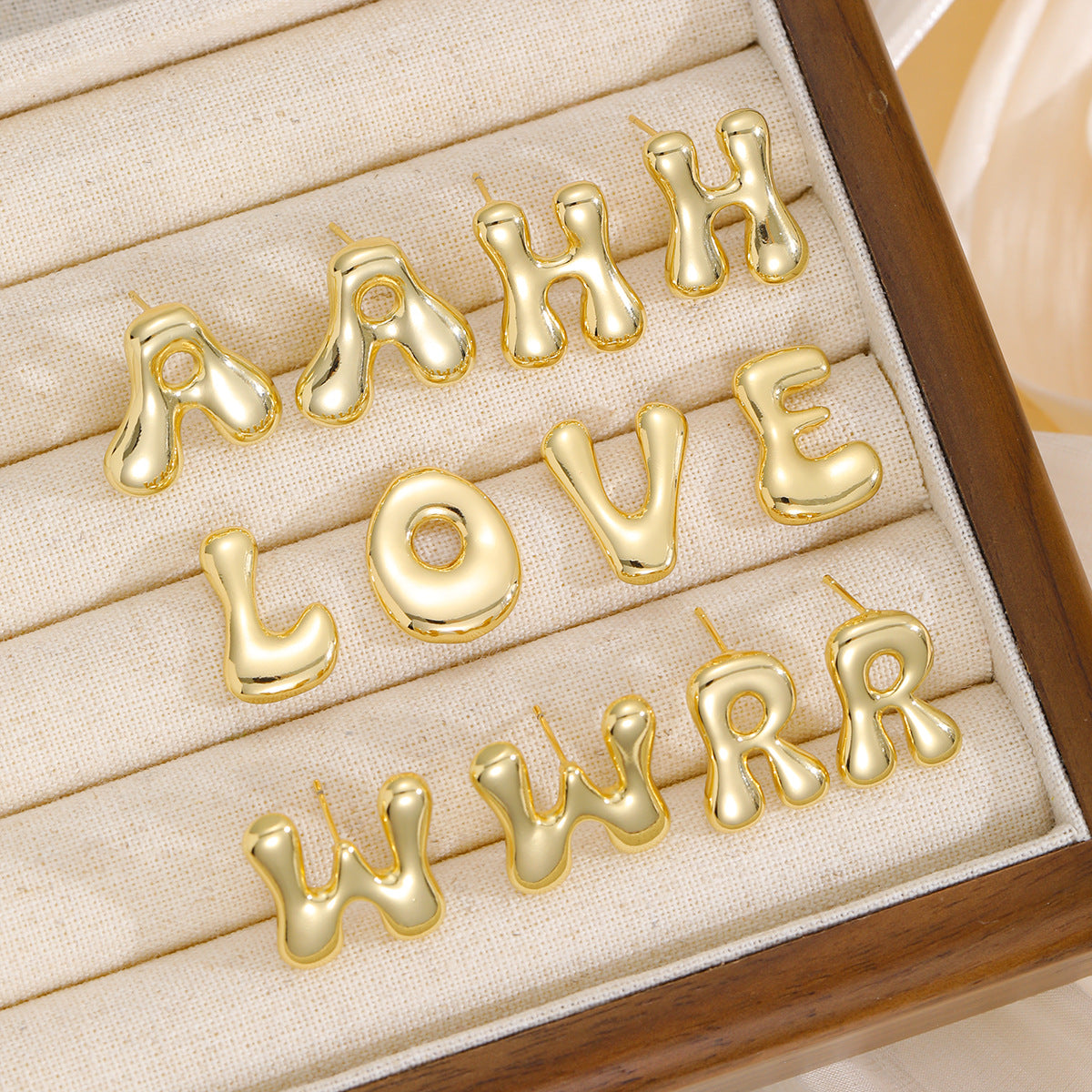 18K Gold-Plated Bubble Letter Stud Earrings - Carri's Cache