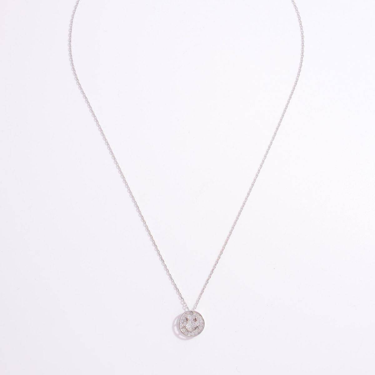 925 Sterling Silver Zircon Smiley Face Necklace - Carri's Cache