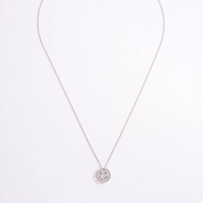 925 Sterling Silver Zircon Smiley Face Necklace - Carri's Cache