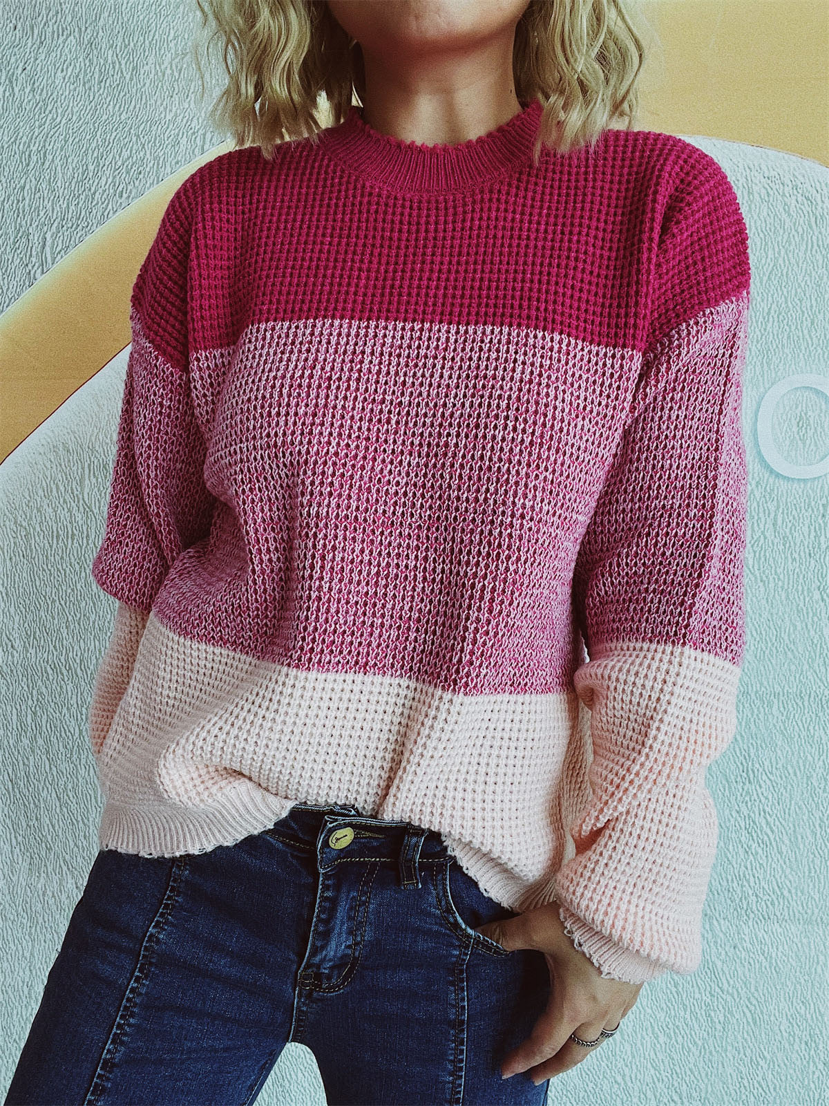 Color Block Long Sleeve Sweater - Carri's Cache