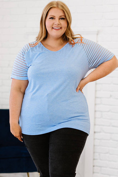 Plus Size V-Neck Raglan Sleeve Tee - Carri's Cache