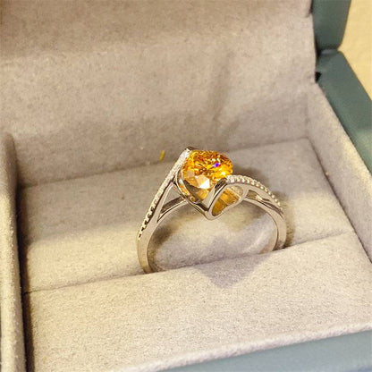 Vibrant Yellow Moissanite 925 Sterling Silver Ring