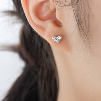 Titanium Steel Zircon Heart Stud Earrings - Carri's Cache