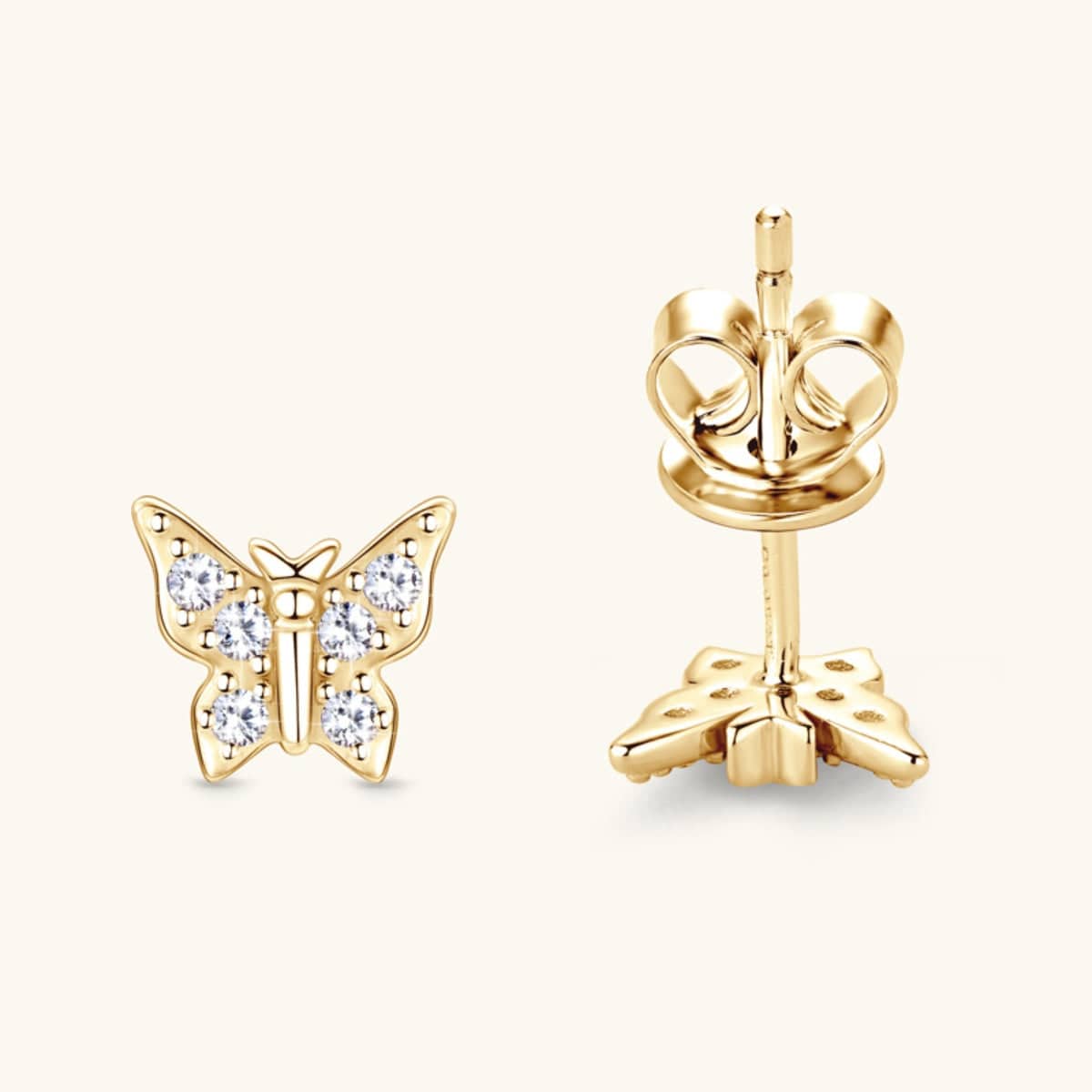 Moissanite 925 Sterling Silver Butterfly Stud Earrings - Carri's Cache