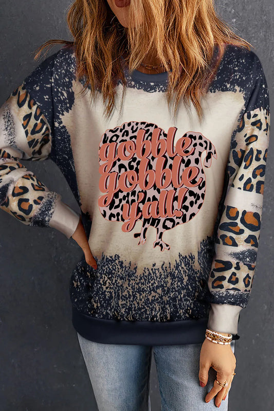 Leopard Round Neck Long Sleeve Sweatshirt - Carri's Cache