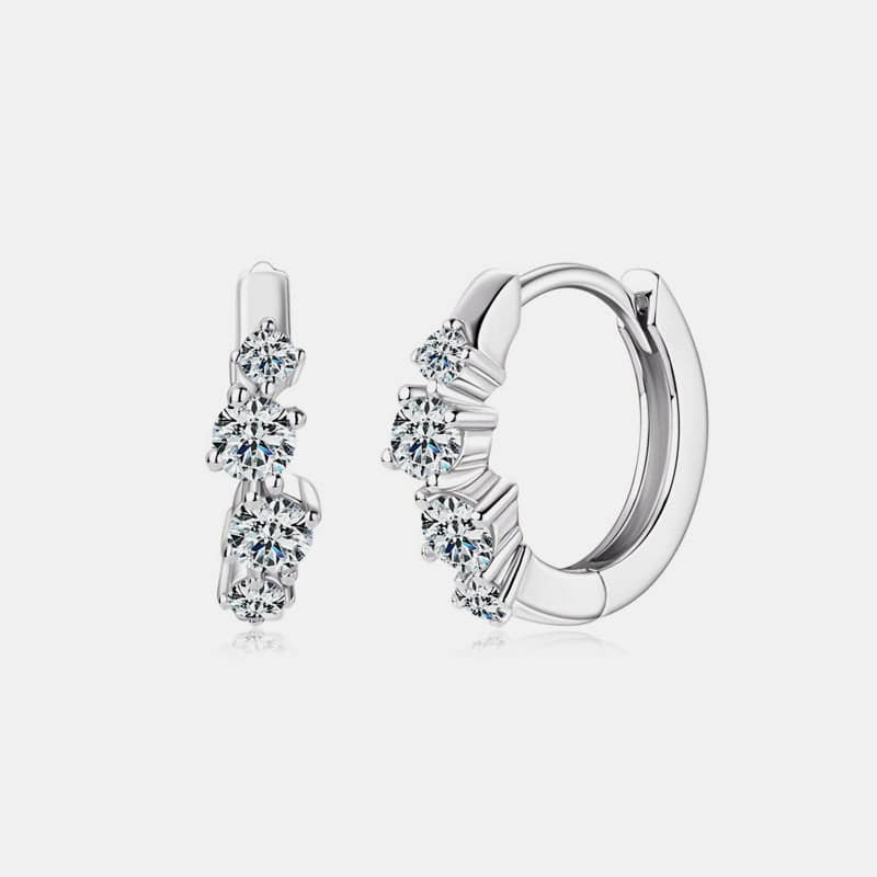 925 Sterling Silver Moissanite Huggie Earrings