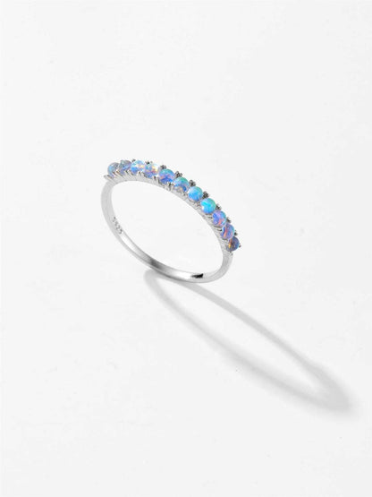 925 Sterling Silver Inlaid Opal Ring