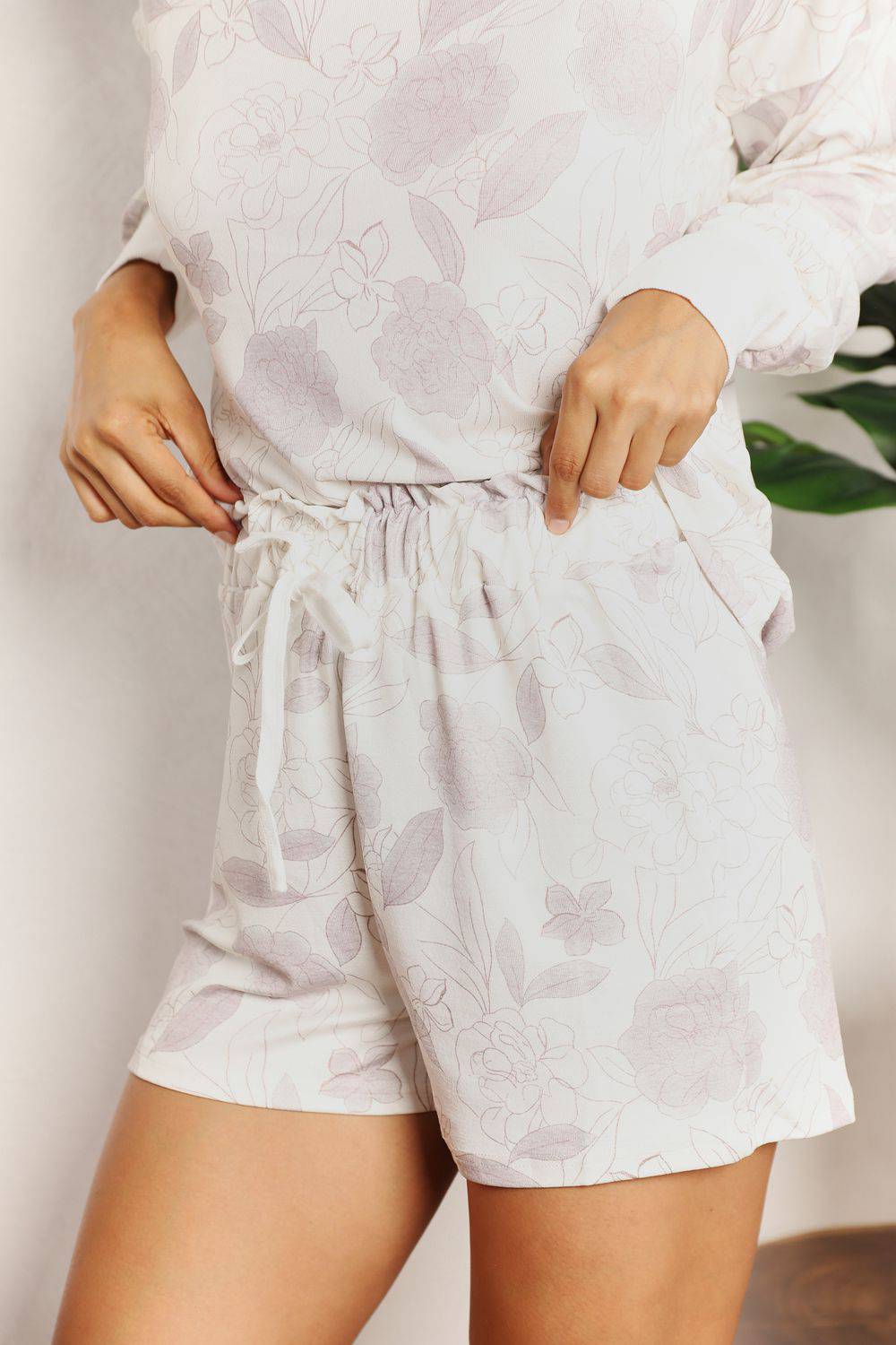 Floral Long Sleeve Top and Shorts Set