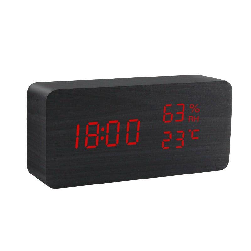 LED Wooden Voice Control Desktop Alarm Clock - Carri's Cache