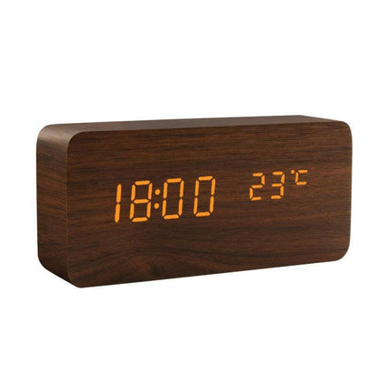 LED Wooden Voice Control Desktop Alarm Clock - Carri's Cache