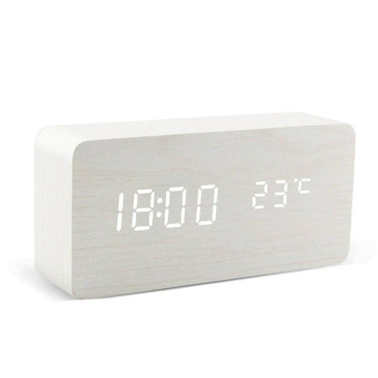 LED Wooden Voice Control Desktop Alarm Clock - Carri's Cache