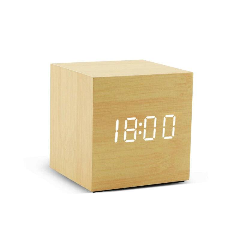 LED Wooden Voice Control Desktop Alarm Clock - Carri's Cache