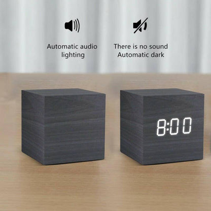 LED Wooden Voice Control Desktop Alarm Clock - Carri's Cache