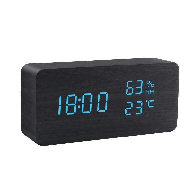 LED Wooden Voice Control Desktop Alarm Clock - Carri's Cache