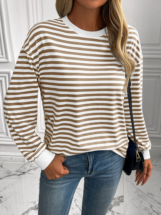 Ivy Lane Striped Round Neck Long Sleeve Sweatshirt - Carri's Cache