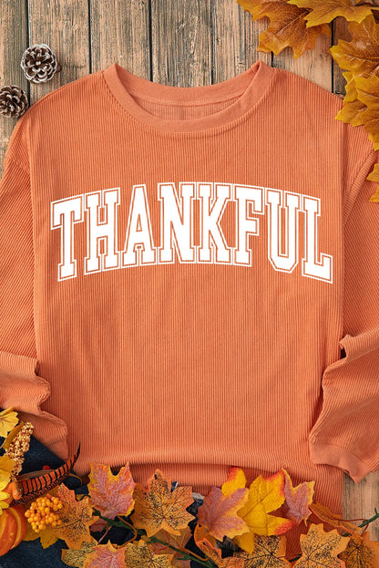 THANKFUL Round Neck Long Sleeve Sweatshirt - Carri's Cache