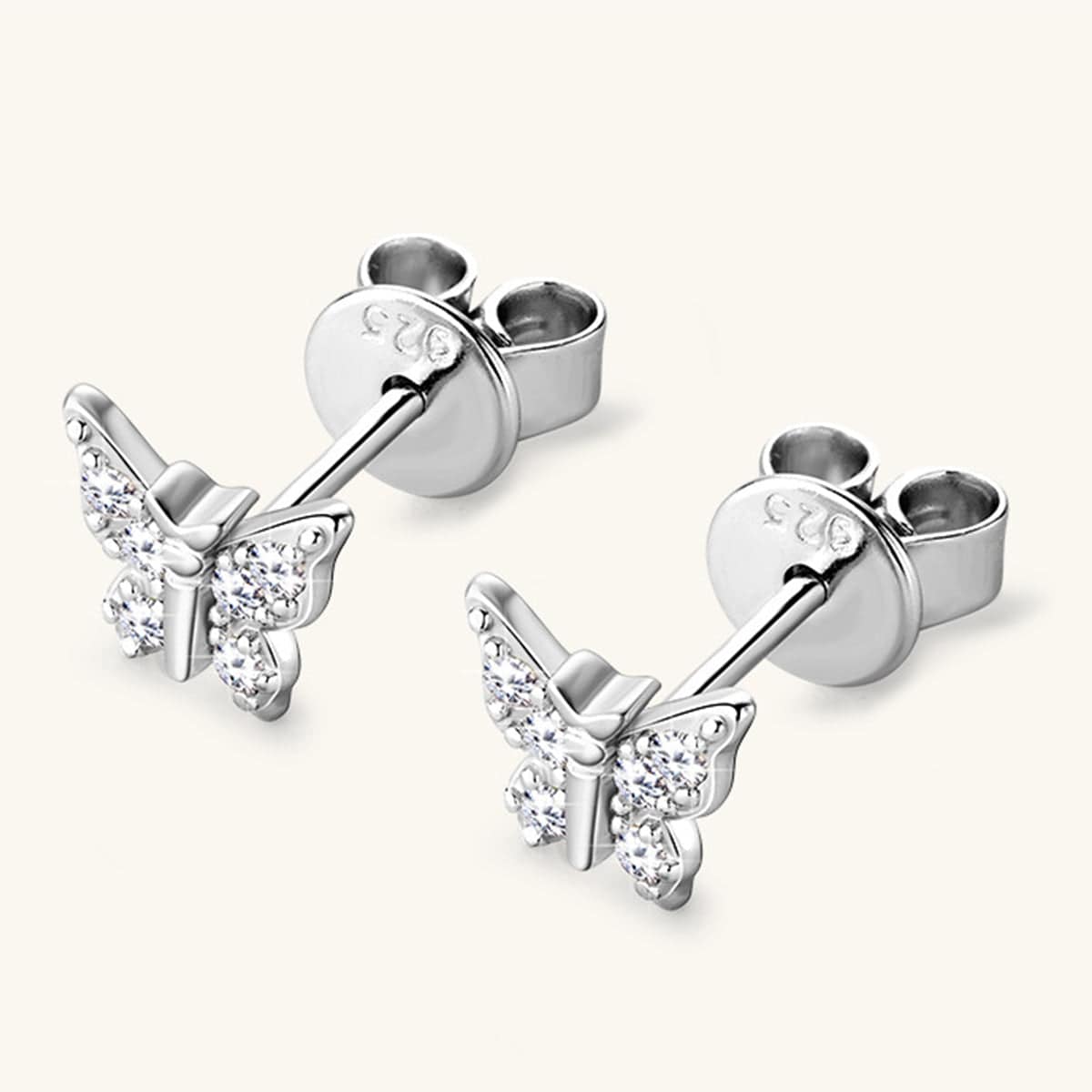 Moissanite 925 Sterling Silver Butterfly Stud Earrings - Carri's Cache