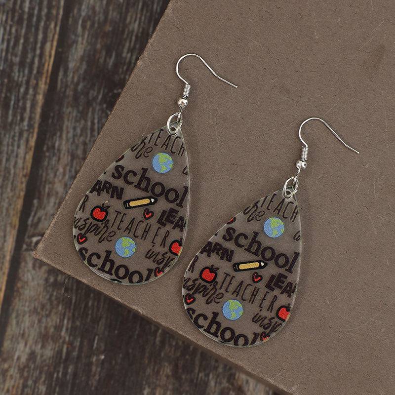 Acrylic Letter Teardrop Shape Earrings - Carri's Cache