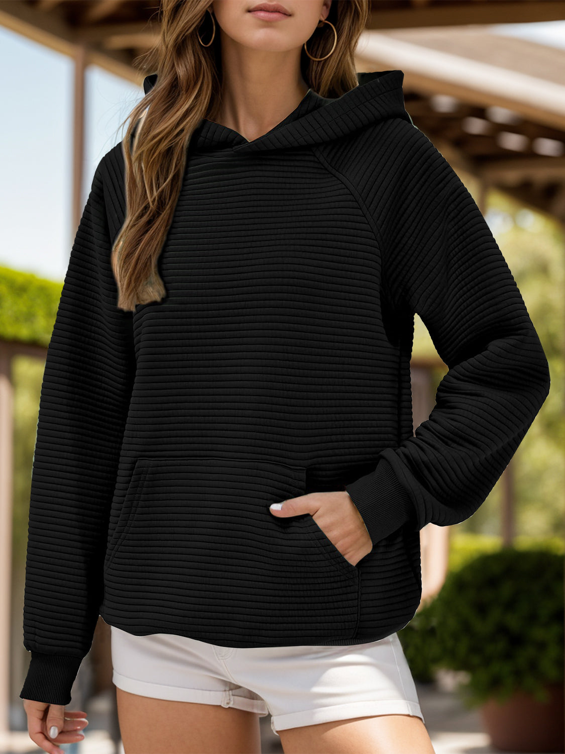 Kangaroo Pocket Long Sleeve Hoodie - Carri's Cache