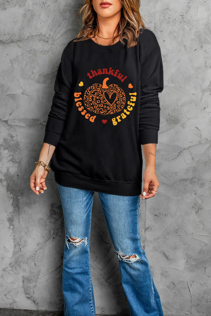 Pumpkin Graphic Long Sleeve Sweatshirt - Carri's Cache