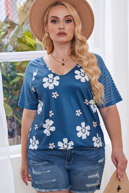 Plus Size V-Neck Raglan Sleeve Tee - Carri's Cache