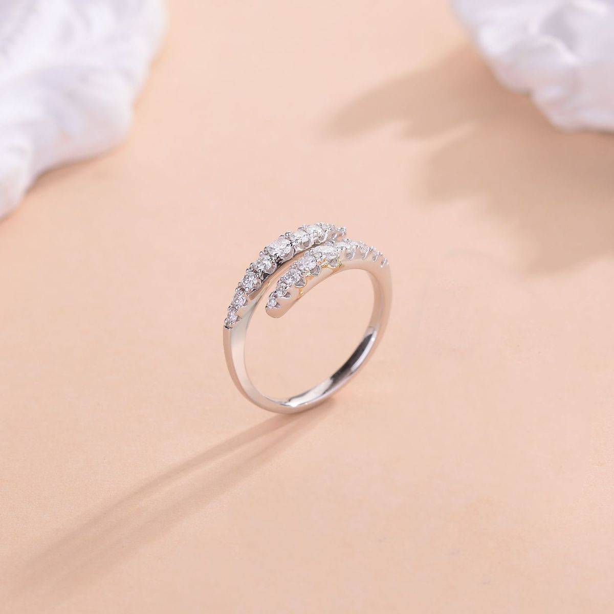 925 Sterling Silver Moissanite Bypass Ring - Carri's Cache