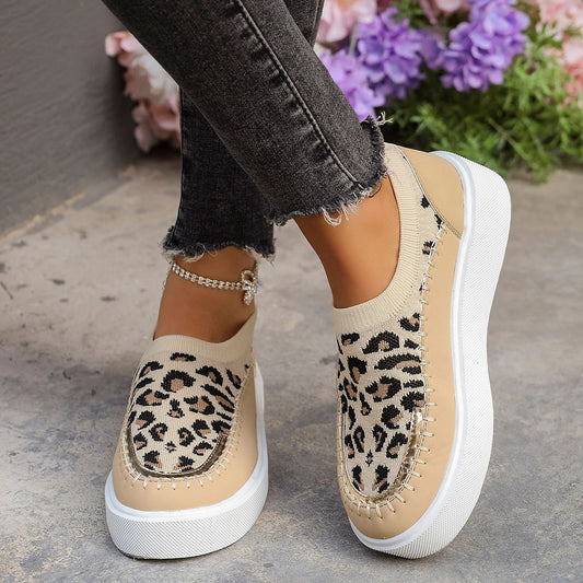 Leopard Round Toe Platform Sneakers - Carri's Cache