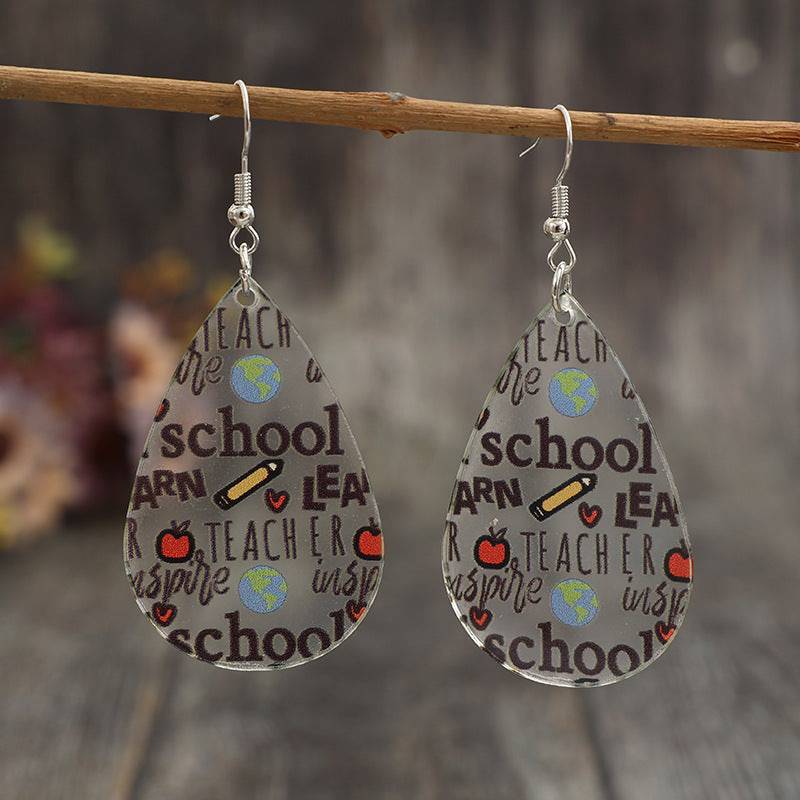 Acrylic Letter Teardrop Shape Earrings - Carri's Cache