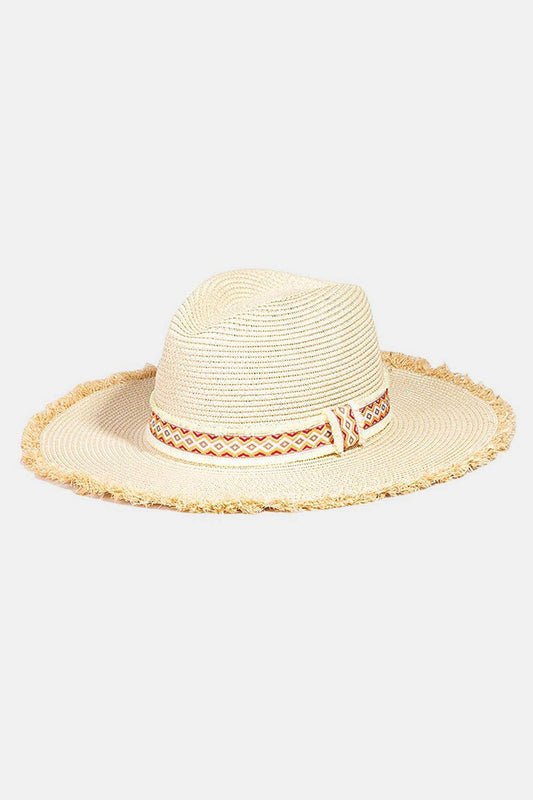 Fame Geometric Raw Hem Hat - Carri's Cache