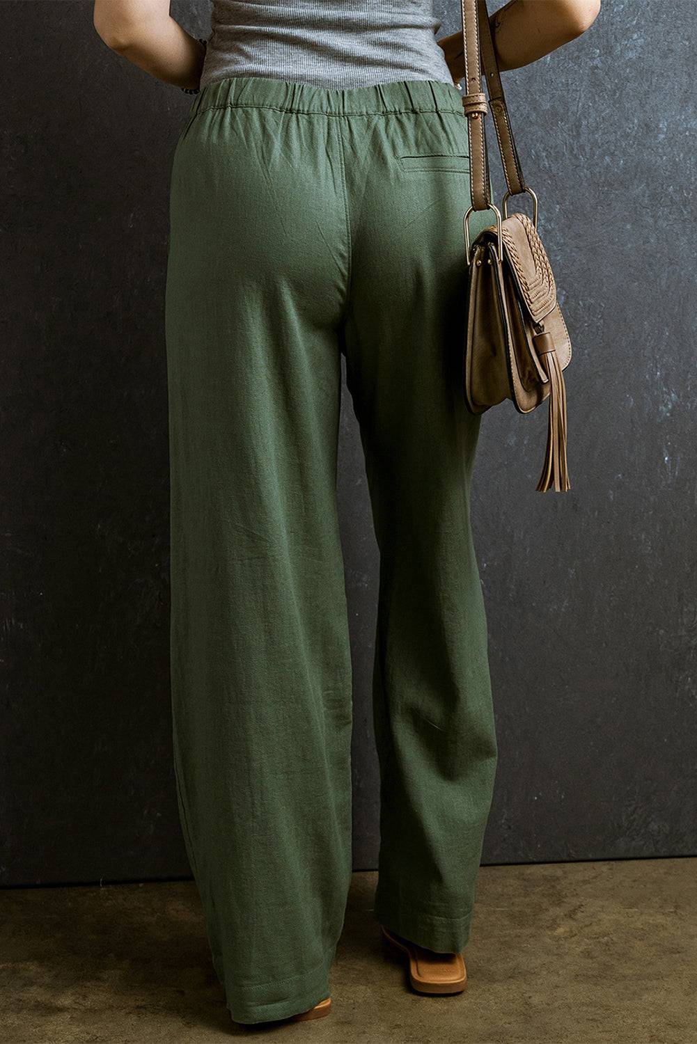 Elastic Waist Wide Leg Pants