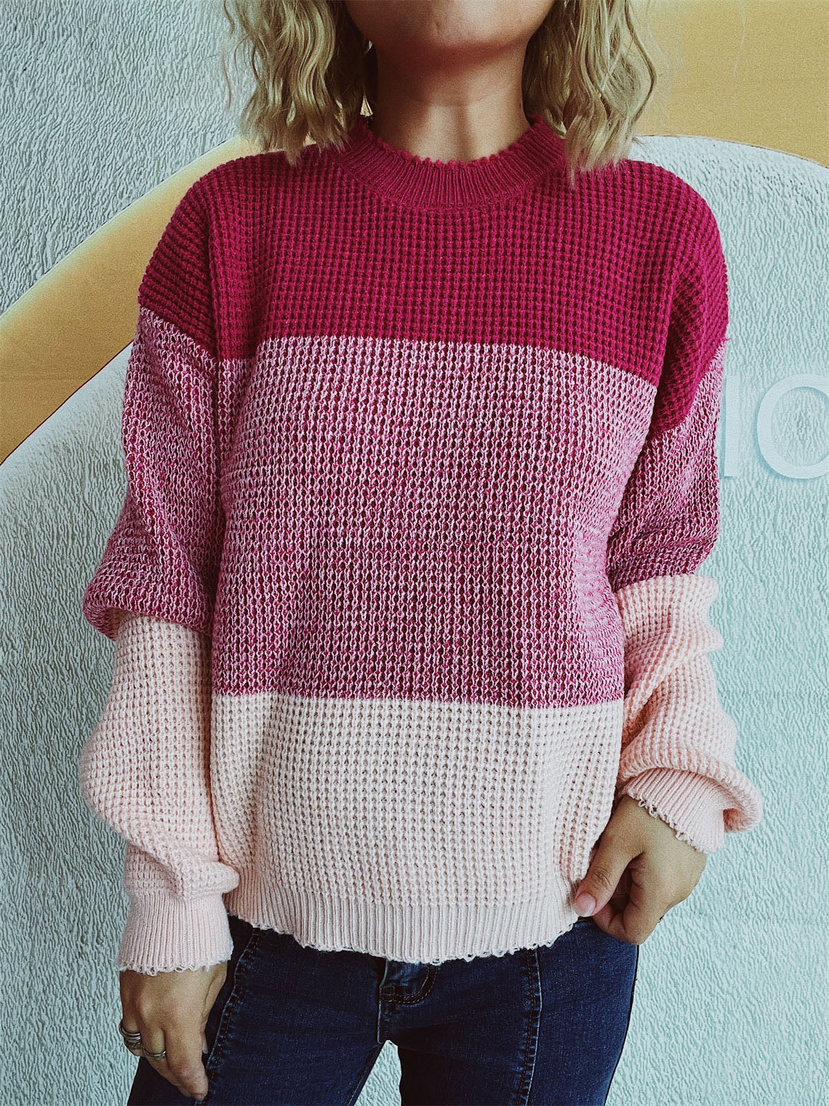 Color Block Long Sleeve Sweater - Carri's Cache