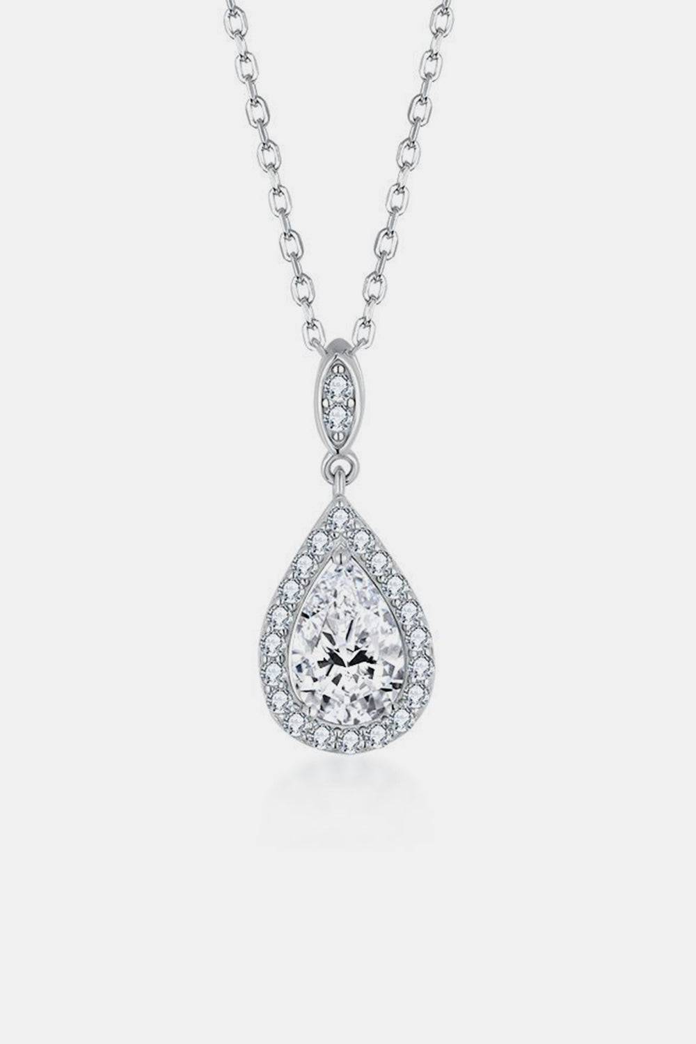 1.5 Carat Moissanite Sterling Silver Teardrop Necklace - Carri's Cache