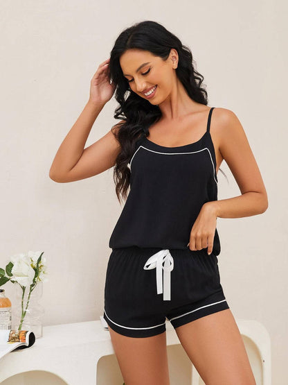 Scoop Neck Spaghetti Strap Top and Shorts Lounge Set - Carri's Cache