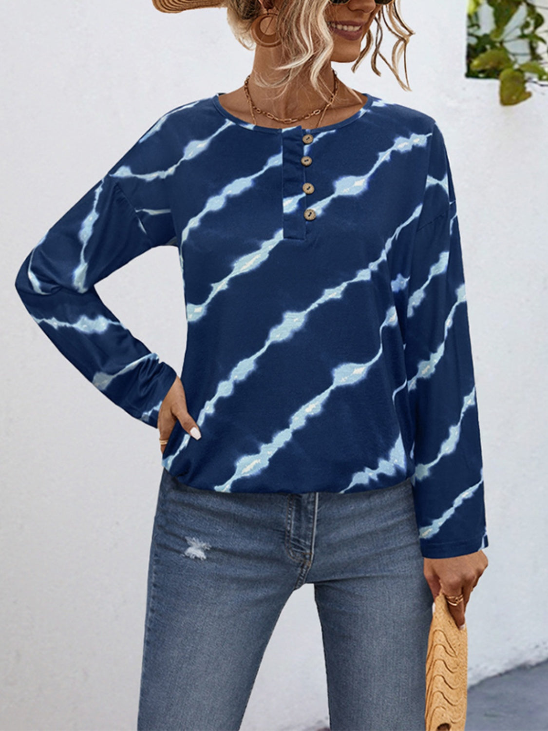 Striped Round Neck Long Sleeve T-Shirt - Carri's Cache