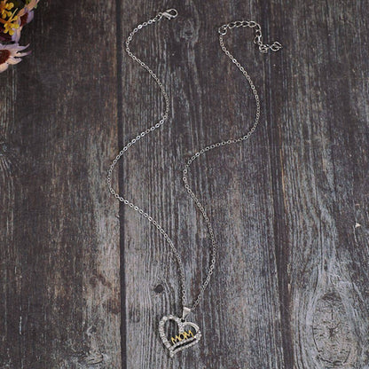 Alloy Inlaid Zircon Heart Pendant Necklace - Carri's Cache