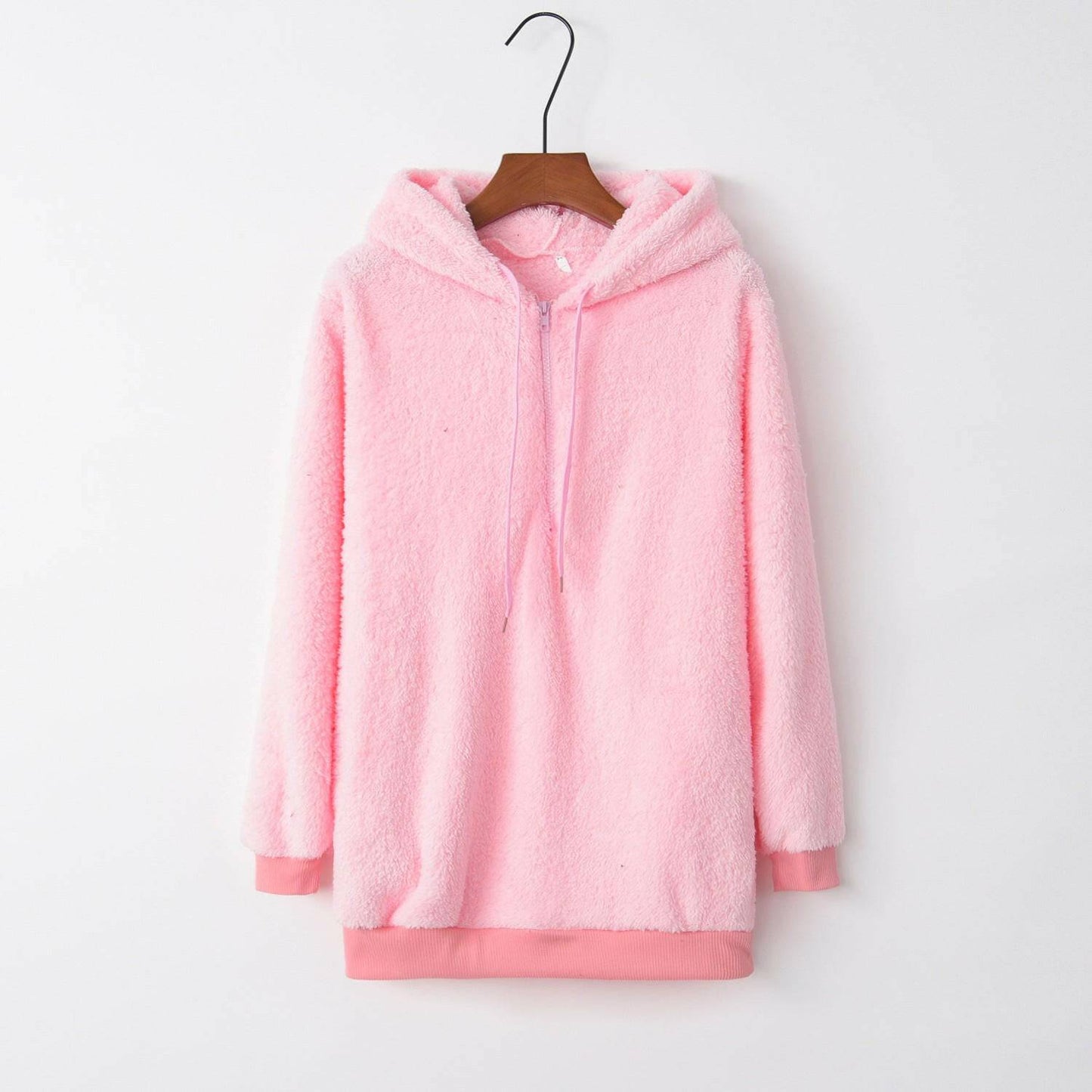 Quarter-Zip Drawstring Teddy Hoodie - Carri's Cache