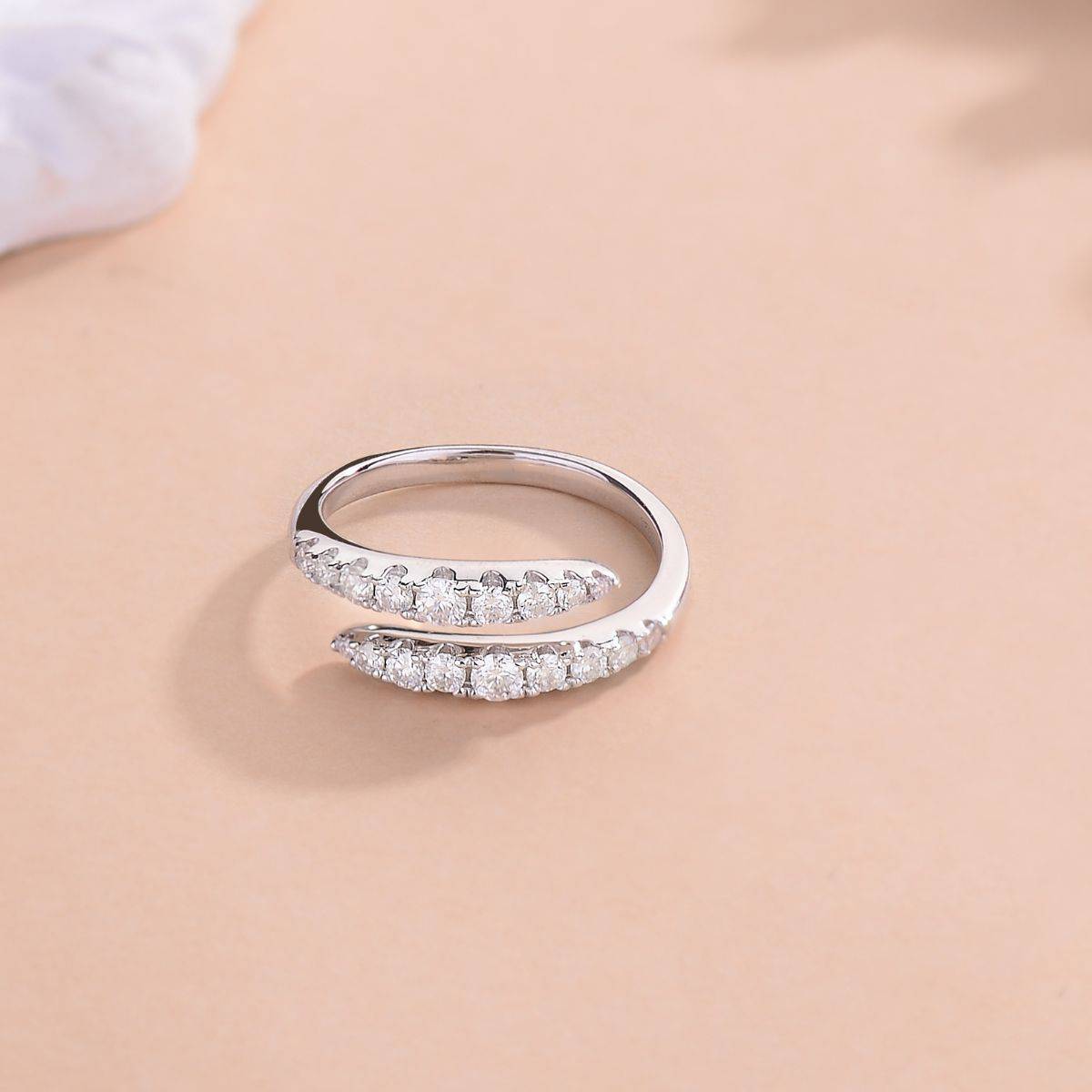 925 Sterling Silver Moissanite Bypass Ring - Carri's Cache