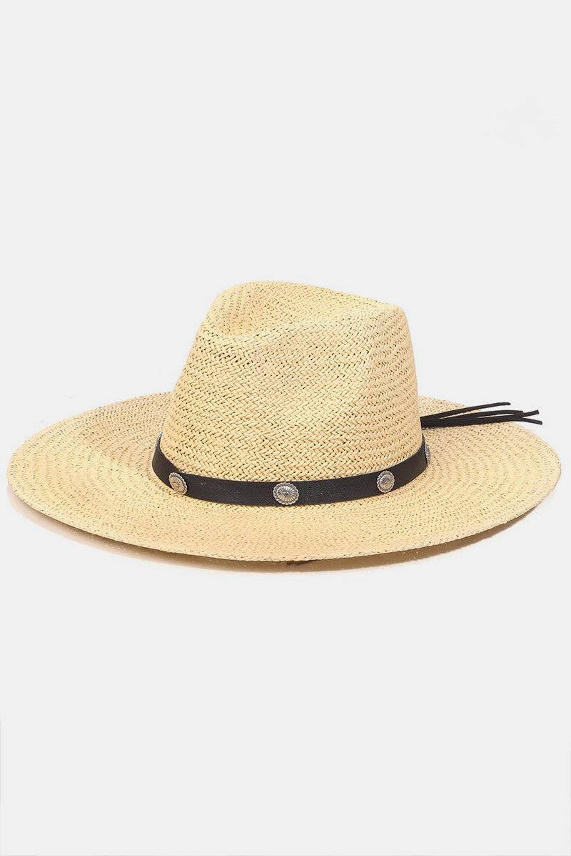 Fame Belt Strap Straw Hat - Carri's Cache